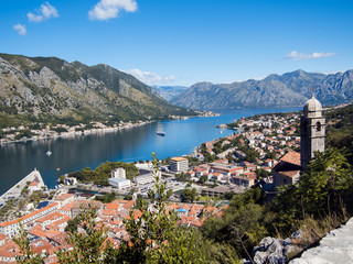 Fototapeta na wymiar Kotor bay and Old Town from Lovcen Mountain. Montenegro.