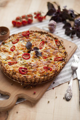 quiche pie on the table