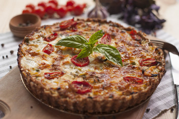quiche pie on the table
