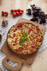 quiche pie on the table