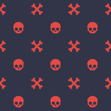 pattern with skull and bones, seamless halloween background
