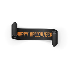 Happy Halloween Text on scroll greeting Ribbon