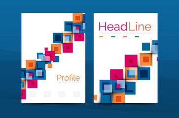 Set of front and back a4 size pages, business annual report design templates
