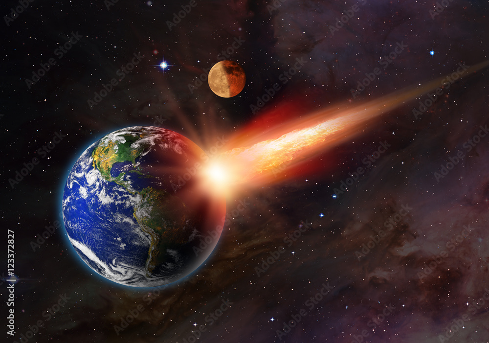 Aufkleber attack of the asteroid on the earth 
