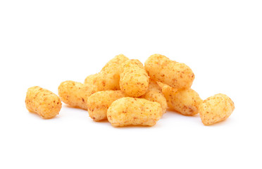 Peanut, corn puffs isolated with white background