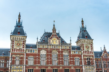 Amsterdam central railway station in Netherlands.