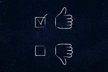 thumbs up or thumbs down, positive case ticked