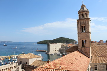 Fototapeta na wymiar Tower and sea scene Dubrovnik, Croatia 