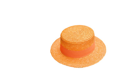 Fototapeta na wymiar Orange weave hat on white background
