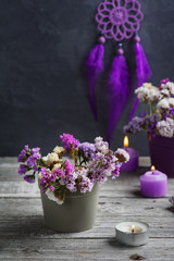 Dry flowers and Purple dream catcher