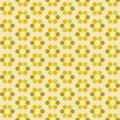 Abstract seamless pattern yellow green mosaic flowers background. Vector illustration eps