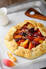 Fruits pie on baking dish