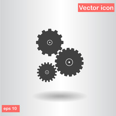 3 gear black set flat vector illustration