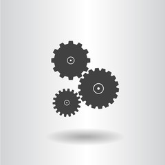 Fototapeta na wymiar icon silhouette isolated 3 gears gear black set flat vector illustration