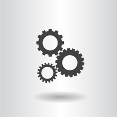 icon silhouette isolated 3 gears gear black set flat vector illustration