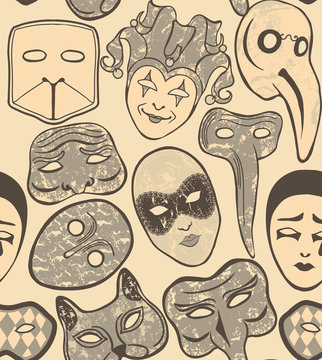 vector background with Venetian carnival masks