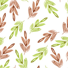 Seamless pattern with branches. Watercolor hand drawn