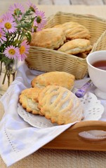 Homemade buns stuffed with cottage cheese