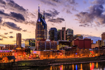 Nashville Tennessee Skyline Sunset - obrazy, fototapety, plakaty