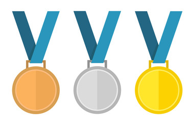 Medal vector set. Gold medal, silver medal, bronze medal. Medal - obrazy, fototapety, plakaty