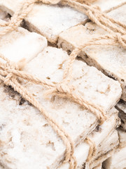 Blocks of salt mined on salt flat in Danakil Depression, Afar Re