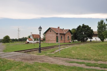 Fototapeta na wymiar Railway in a village