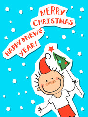 boy in a hat of Santa Claus