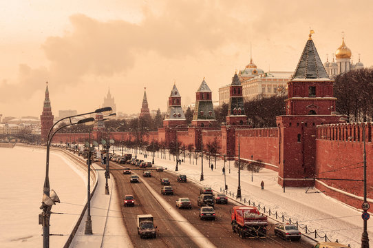 View of Kremlin in winter. Moscow, Russia.