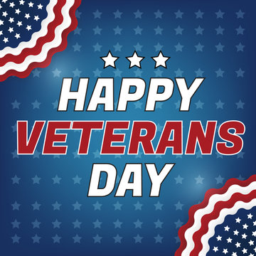 Happy Veterans day greeting card. Vector illustration.