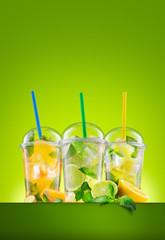 Three types of fresh lemonade