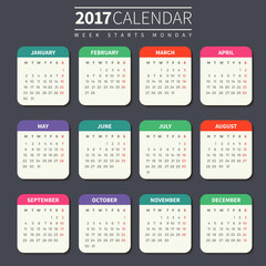 Calendar template for 2017