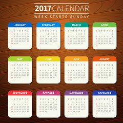 Calendar template for 2017