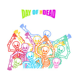 Day of the Dead Multicolored skeleton. color Skull. Dead backgro