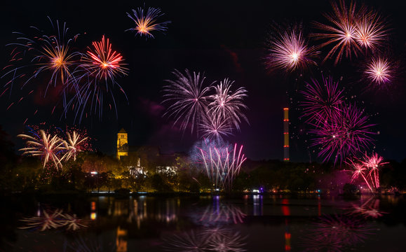 feuerwerk silvester in chemnitz, sachsen