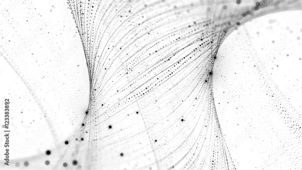 Fototapete 3d rendering background with twisted particle strings.