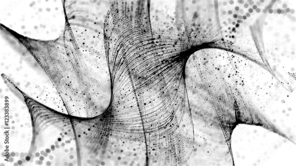 Aufkleber 3d rendering background with twisted particle strings.