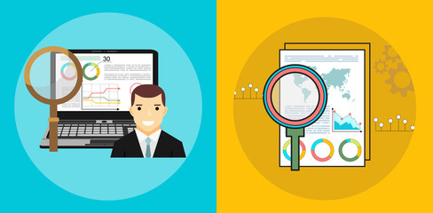 Analytics Information and Development Website Statistic. Concepts for web banners, printed and promotional materials