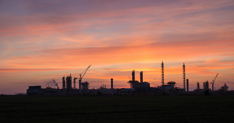 Fototapeta na wymiar View of the industrial landscape at sunset