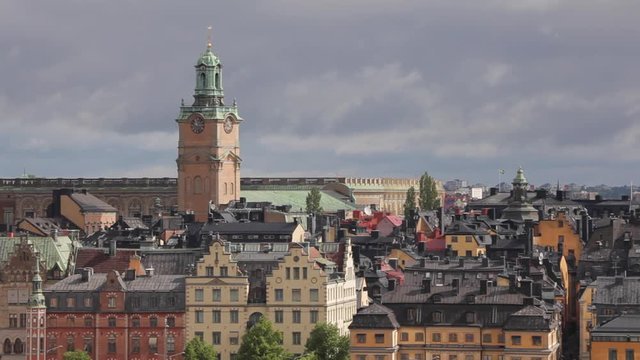 Stockholm old buildings skyline in a cloudy day