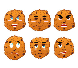 Cookies emotions set. Oatmeal cookie evil and good. Calm and agg