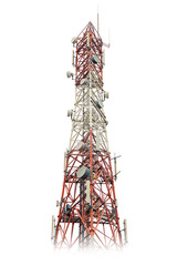 red and white gsm tower on white background