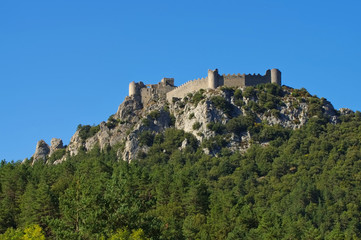 Fototapeta na wymiar Puilaurens Burg - castle Puilaurens in France