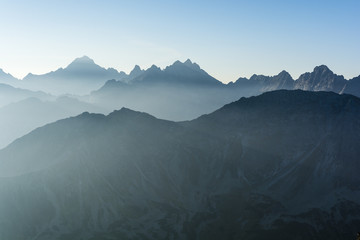 Tatra Mountains in the morning mist.