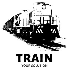Fototapeta premium Train sketch. The train of wagons. Vector illustration
