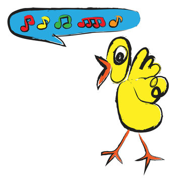 cartoon singing bird