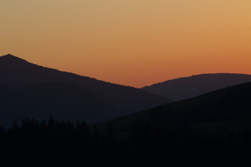 Mountain landscape at sunset