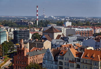 Aerial view on the downtown city of Poznan.