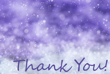 Purple Christmas Background, Snow, Snowflakes, Text Thank You