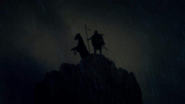 A Warrior and his Horse Cheered By Army Before a Battle or After a Victory