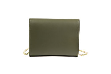 green ladies handbag, leather